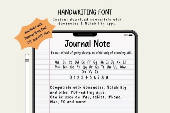 Journal Note Font for Handmade Brands